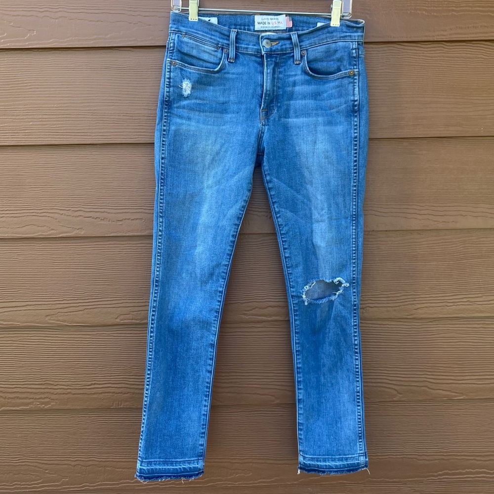 Lucky Brand Women's Skinny Distressed Ankle Jeans Charlotte Rail - Size 4/27